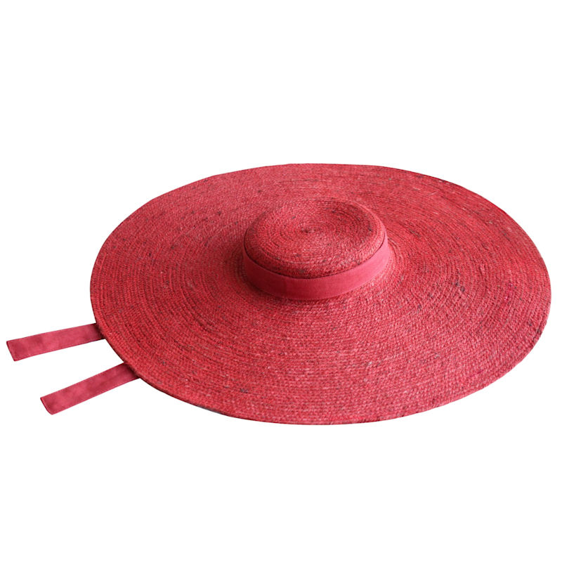 Thumbnail of Lola Wide Brim Jute Straw Hat In Red image