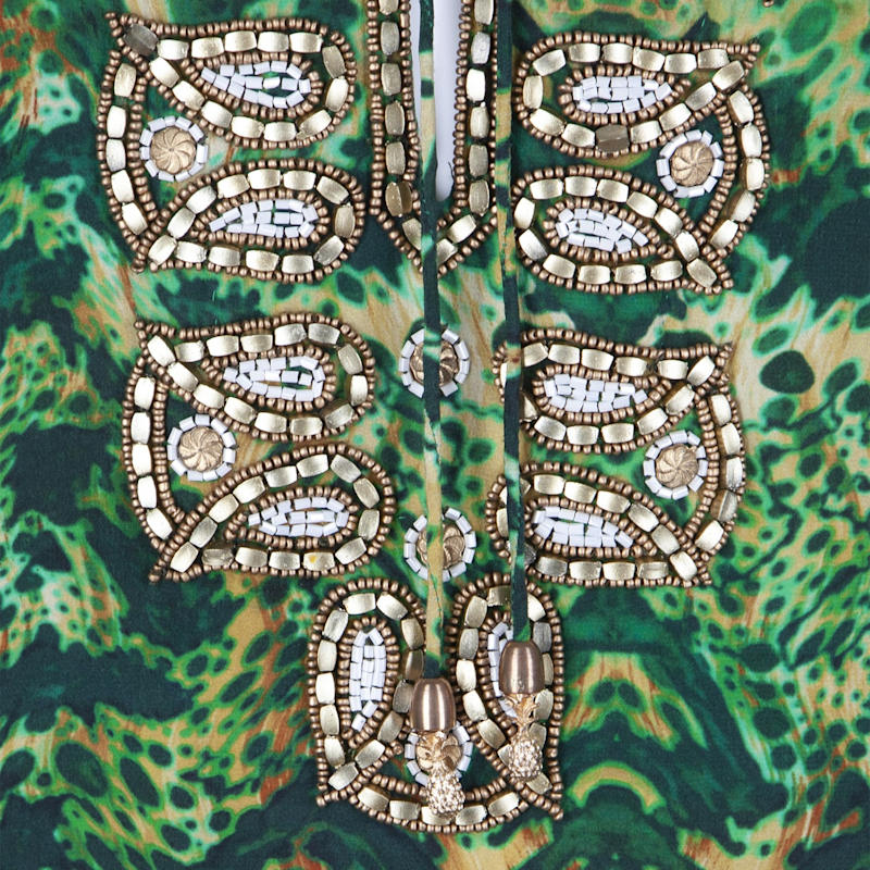 Thumbnail of Emerald Leopard Silk Taj Kaftan image