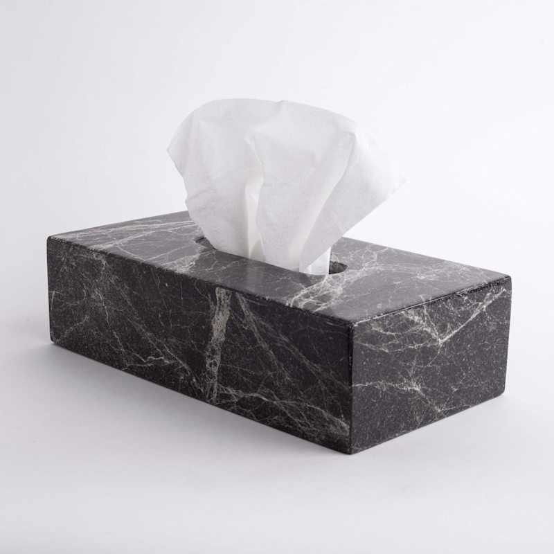 Thumbnail of Less Is More Tissue Box Rectangular - Black Marble image
