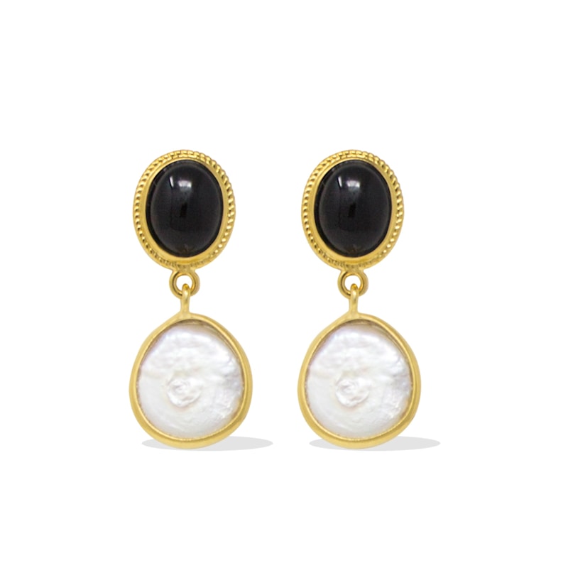 Thumbnail of Roma Onyx Earrings With Pearls image