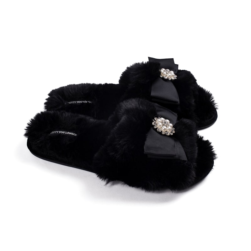 Thumbnail of Anya Slider Slipper With Diamante In Black image