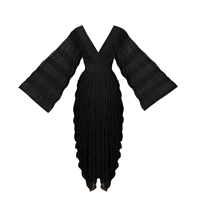 knitted dress long sleeve Kiasta Long Sleeve Maxi Dress in Neutral Knit main image 0