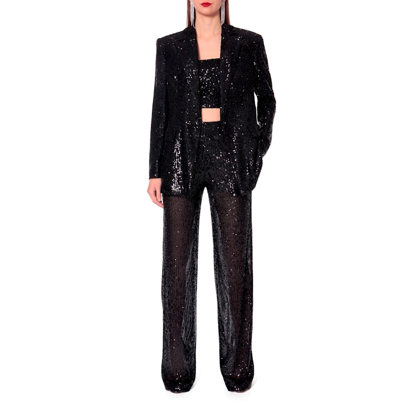 Thumbnail of Olympe Obsidian Black Sequin Transparent Pants - Long image