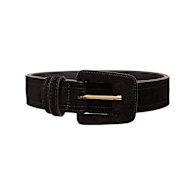 Suede Square Buckle Belt - Black | BeltBe | Wolf & Badger