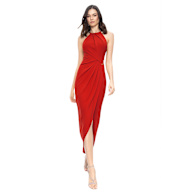 Red Cocktail Midi Dress | BLUZAT | Wolf & Badger