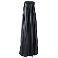 Black Faux Leather Strapless Maxi Dress  Diagonal Pleated Gown | Kargede |  Wolf & Badger