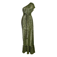 maxi batwing dress Elegant Pleated Batwing Sleeve Maxi Dress Beige / S