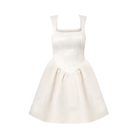 Bianca Square Neckline Skater Mini Dress - White | 2KStyle | Wolf & Badger
