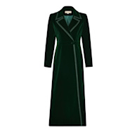 Women's Long Green Velvet Coat - Boho Glamour | XXS | Guinea