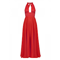 wolf and badger orange dress Aminah Orange Ruffle Maxi Dress by OFUURE