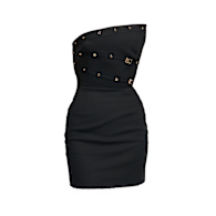 Swirl Black Asymmetric Mesh Mini Dress | OW Collection | Wolf & Badger