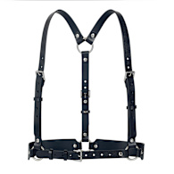 Textured Black Double Belt Harness | Haute Cuir | Wolf & Badger display picture 2