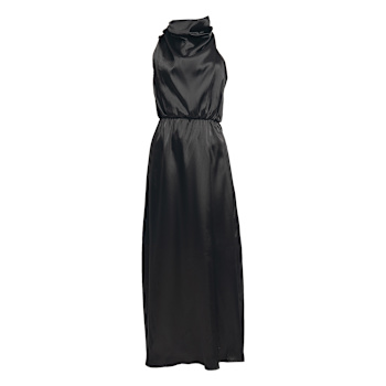 aline black dress Black Silk Satin Long Dress