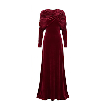 velvet floor length dress Mother of the Bride Long Flutter Sleeve Velvet Gown main image 0