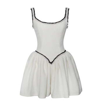 sachin and babi light blue dress 1960's Courreges Winter White Wool Dress with Black Pocket Trim