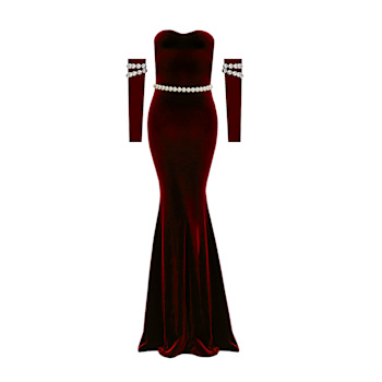 knee length dresses for ladies Out On The Dance Floor Red Velvet Maxi Dress – Shop the Mint main image 1