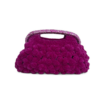 Handmade Fuchsia Magenta Velvet Crochet Designer Bag – A Unique And Statement-Made Piece