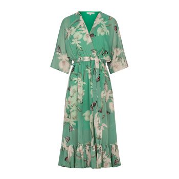 short lime green homecoming dresses Green Ditsy Floral Ruffle Accent Maxi Dress – PinkBlush main image 1