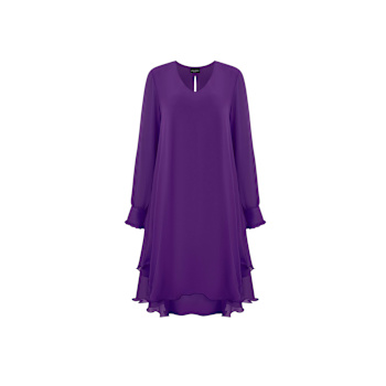 wolf and badger purple dress Ultra Violet Wrap Cocktail Dress With Wing Sleeves & Ruffles by concept A  trois