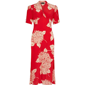 wolf and badger silk dress Women's Green Floral Print Satin Maxi Dress | Extra Large