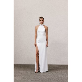 wolf and badger satin dress Lilla Satin Long Evening Dress by Angelika Jozefczyk