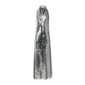 knee length dresses for ladies Miss Circle Women's Palmer Glitter Drop Waist Maxi Dress - Silver