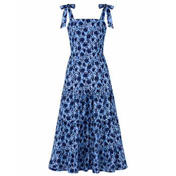 wolf and badger blue dress Petite Waterfall Midi Dress In Navy Blue by Alie Street London
