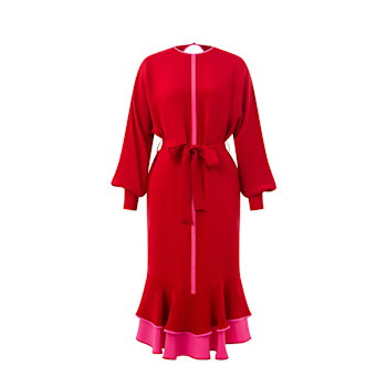 wolf and badger red dress Red Satin Long Evening Dress Tied Back by Angelika Jozefczyk