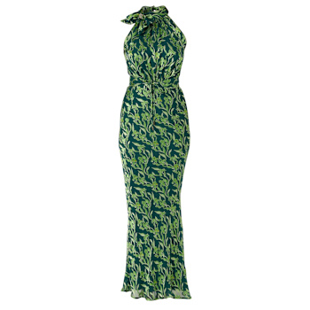 green emerald velvet dress L'agence Kenna Silk Dress in Ivory