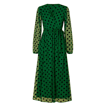 slim fit dress slacks Ganni Green and Black Dress Polka Dot S