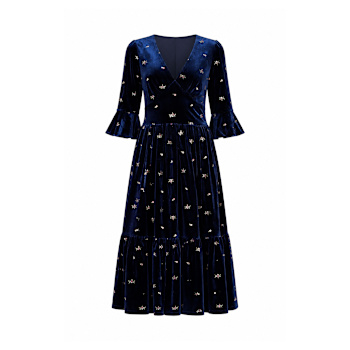 wolf and badger blue dress New In Women's Dresses By Independent Designers Three Quarter Sleeve Color FINAL_40 Navy dress color:BLACK - Black/White