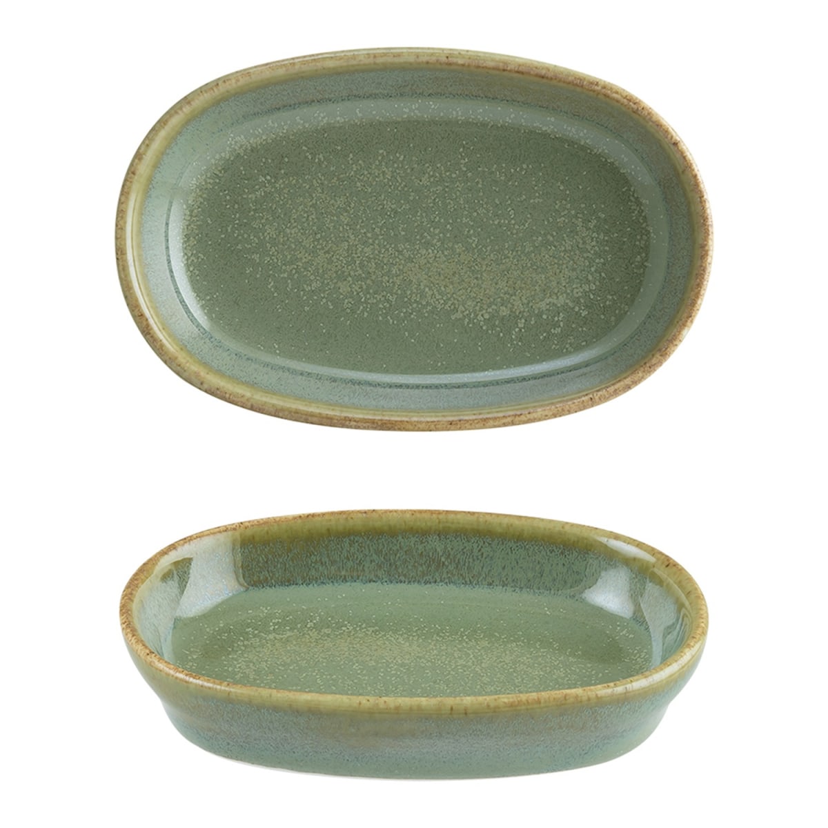 Sage Porcelain Platter Green Oval 4.00" X 2.50" X 0.75"
