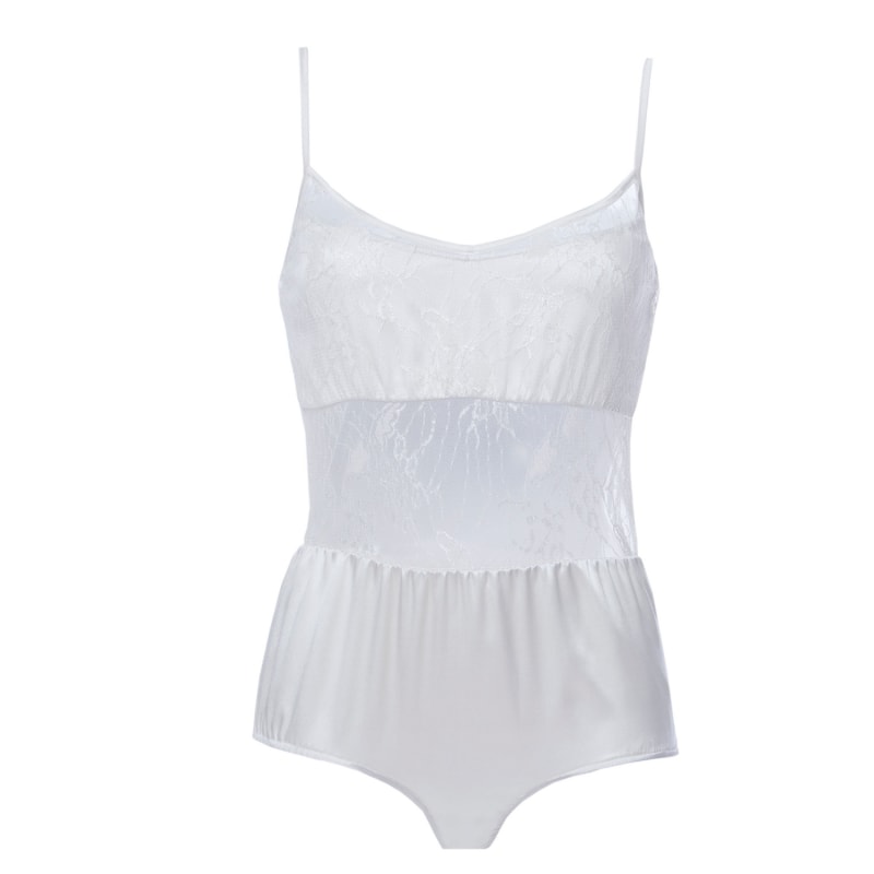Silk Bodysuit Ivory Roses Are Red Wolf Badger