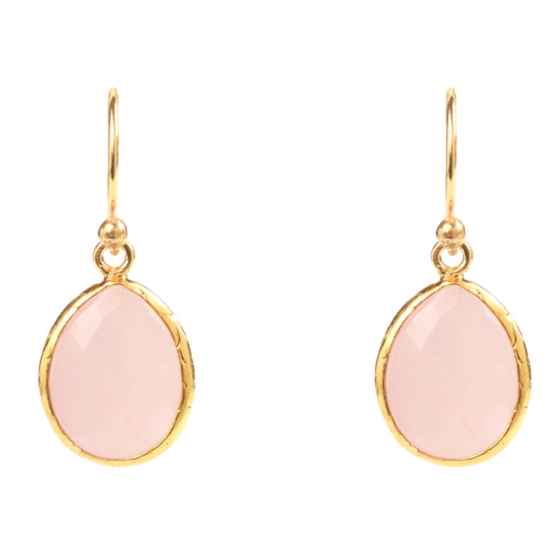 Thumbnail of Petite Drop Earrings Rose Quartz Gold image