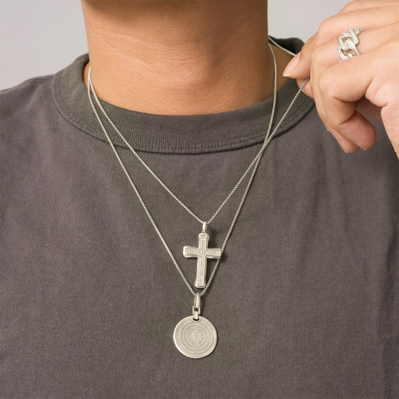 Thumbnail of Diamond Men's Cross Pendant In Sterling Silver image