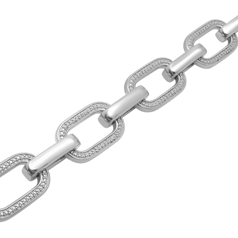Thumbnail of Diamond Men's Link Necklace In Sterling Silver image