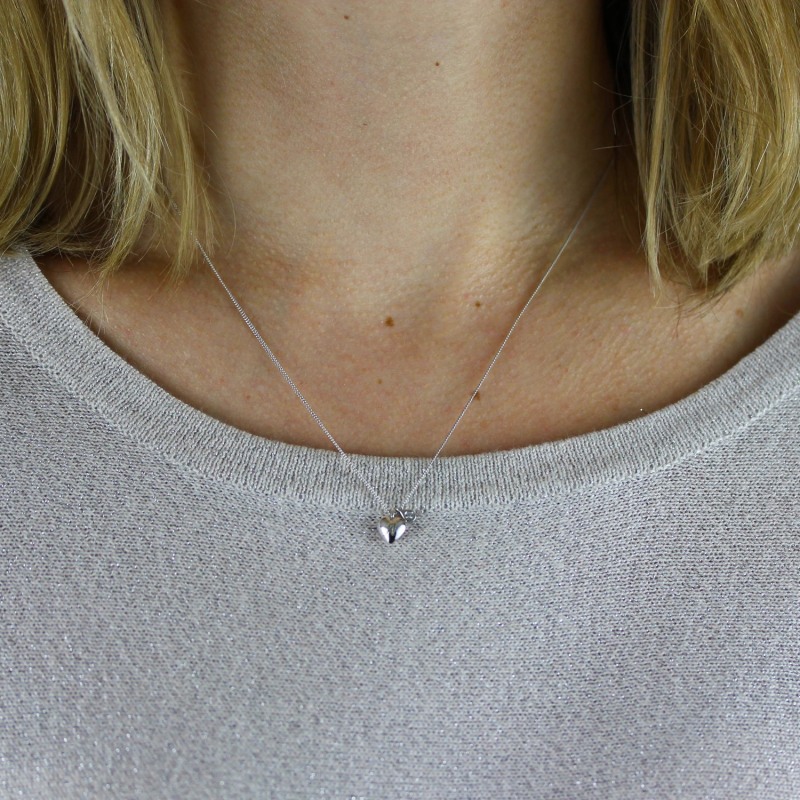 Thumbnail of Heart Initial & Diamond Necklace - Silver image