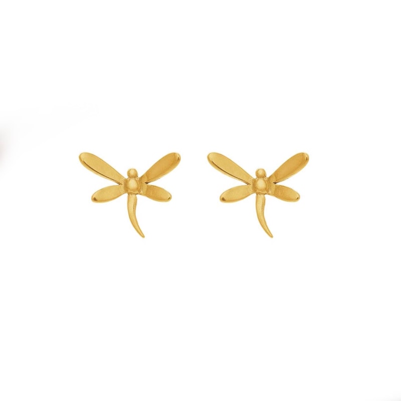 Gold dragonfly stud earrings clearance
