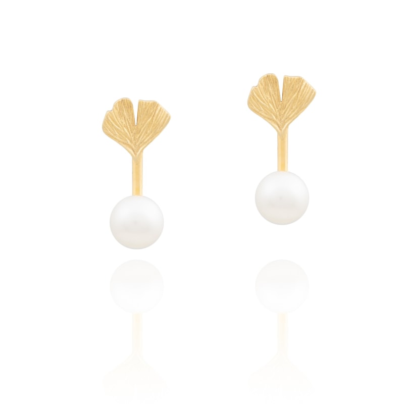 Thumbnail of 18K Gold Vermeil Ginkgo Pearl Earrings image