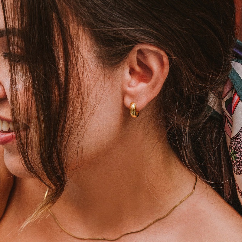 Thumbnail of 18K Gold Vermeil Mini Huggie Hoop Earrings image