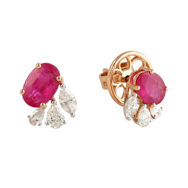 Ruby and rose gold earrings hot sale