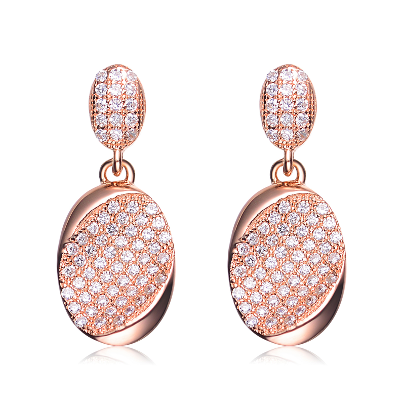 Sterling Silver Rose Gold Pave CZ Turtle Dangle Earrings Sterling Silver Rose Gold Pave CZ Turtle Dangle Earrings