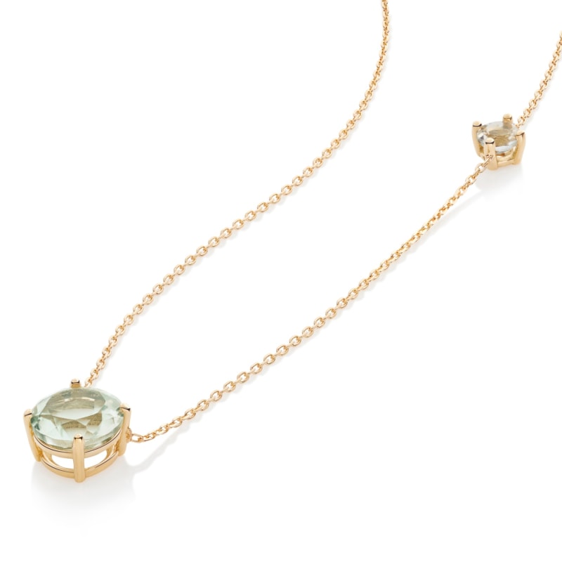 Thumbnail of 18K Solid Gold Green Amethyst Necklace image