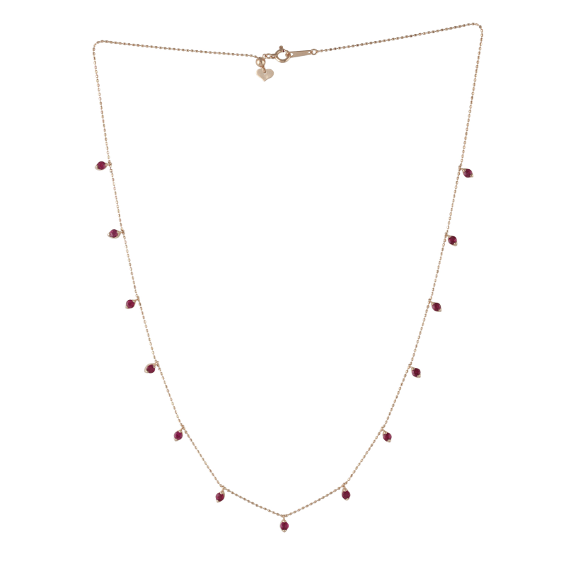 Thumbnail of 18k Solid Rose Gold With Ruby Gemstone Bead Choker Necklace image