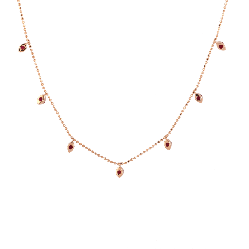 Thumbnail of 18k Solid Rose Gold With Ruby Gemstone Bead Choker Necklace image