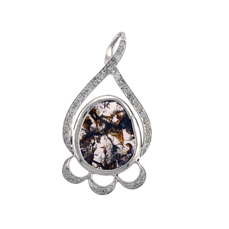 Thumbnail of 18K White Gold With Natural Slice Diamond Designer Pendant image