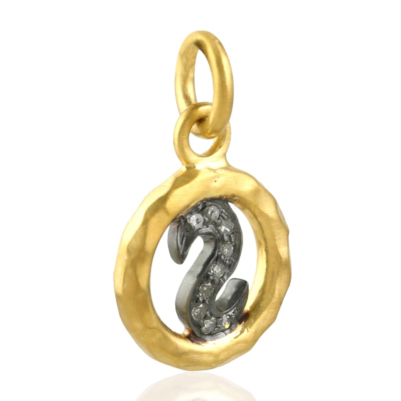 Thumbnail of 18K Yellow Gold & 925 Silver With Pave Diamond Initial "S" Letter Pendant image