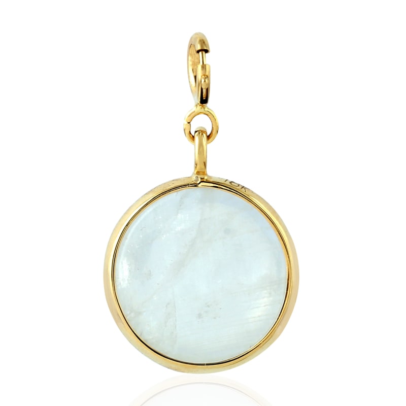 Thumbnail of 18K Yellow Gold With Bezel Set Moonstone Gemstone Moon Design Charm Pendant image