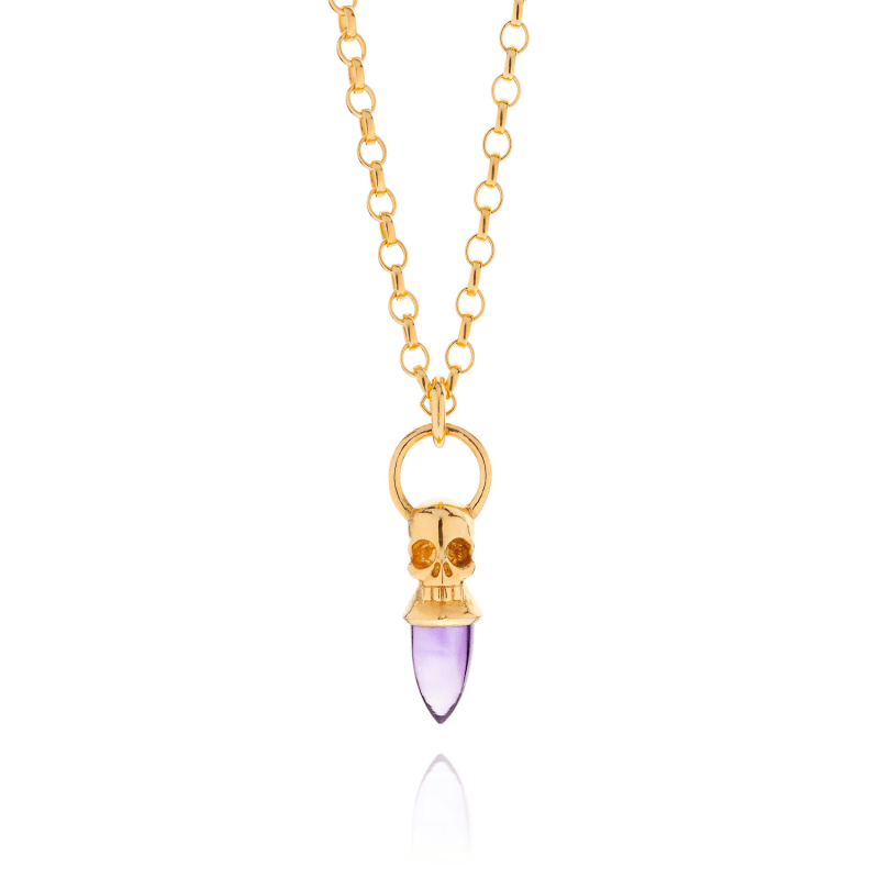 Thumbnail of Skull Necklace - Amethyst & Gold image