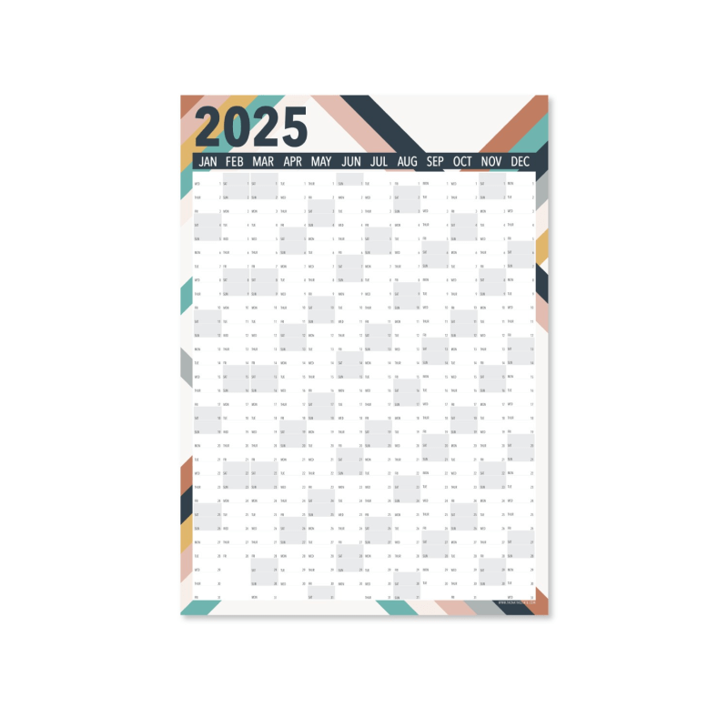 2025 Rainbow Wall Planner A2 Poster Size The Native State Wolf